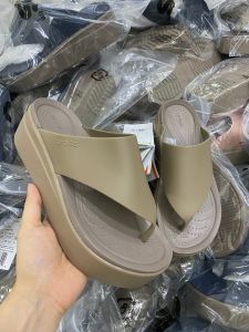 CROCS - [mẫu mới] Dép xỏ ngón bánh mỳ quai to cho nữ đế cao 5cm siêu nhẹ êm - PB204