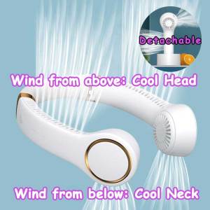 Travel Outdoor Portable Detachable Handheld Hanging Neck Fan USB Rechargeable Mini Air Conditioner Ventilador 3 Gear Adjustable