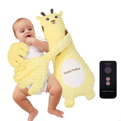 LE6Y Nhung mềm Bàn tay ngủ cho bé Điện Hoạt hình Búp bê vỗ ngủ cho bé Với điều khiển từ xa Đồ chơi vỗ cho bé Trẻ sơ sinh