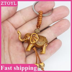 ZTOYL💝 Cute Animal Elephant Keychain Carving Riches Lucky Animal Key Chain Pendant 3D Engraving Lifelike Elephant Pendant Bags Keychain Key Holder Jewelry
