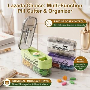 Portable Pill Cutter Compact Medicine Box With Sealed Design For Easy Pill Splitting And Storage
