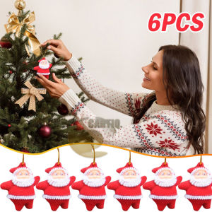 Icantiq 1 SET 6 Pcs Gantungan Pohon Natal Santa Claus MERAH / GLITTER Hiasan Pohon Natal Santa Claus Mini Sinterklas Gantungan Santa Claus Kecil Hiasan Pohon Natal Santa Klaus Ornamen Natal Xmas Tree Christmas Decoration Dekorasi Pohon Natal