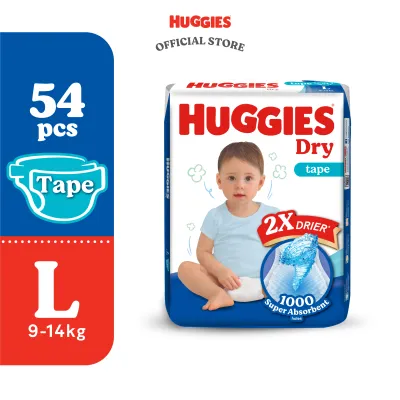 Huggies Dry Tape Diapers L54 (1 Pack) - Fastest Absorbing Baby Diaper