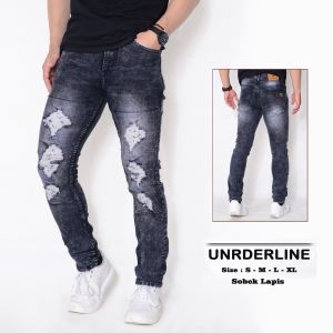 Celana jeans sobek lapis / celana pria jeans sobek sobek tidak tembus pria premium