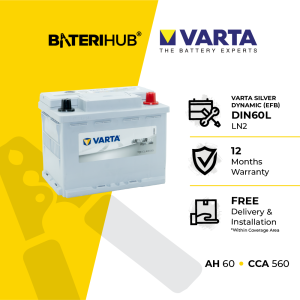 [ FREE INSTALLATION ] Bateri Kereta DIN60L LN2 Varta Silver Dynamic EFB | Car Battery Bateri Kereta | Proton Persona GEN2 Satria Toyota Innova Volkswagen Polo Golf Kia Cerato Forte Ford Fiesta Focus Porsche Opel Mini Cooper Merceses Benz | DIN60 BateriHub