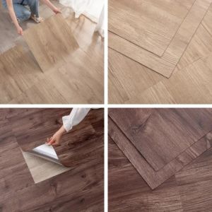 OUTOPEAN Vân gỗ Gạch lát sàn PVC Tự dính Miếng dán sàn nhà Đa năng Chống ẩm Tấm phủ sàn Dành cho phòng ngủ