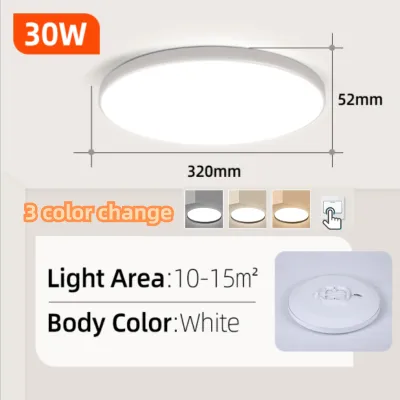 CANMEIJIA 3 Colors Change Led Ceiling Light 30W 40W Modern Tricolor Ceiling Lamp Indoor Lighting Surface Mounted Panel Lights For Living Room Bedroom Bathroom Home Decor Fixture