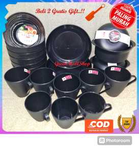 DISKON MANGKUK MANGKOK ULIR HITAM SERBAGUNA TEBAL 6 PICS / MANGKUK JAPAN PLASTIK TEBAL / MANGKUK BAKSO GREENMALLSHOP