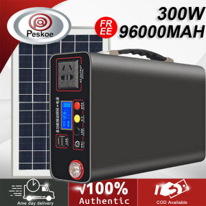 Outdoor 220V Portable Solar Generator 300W 96000mAh Large Capacity Fast Charge Solar Power Station with Solar Charging Board Multifunction Heavy Duty Outdoor Mobile Power Solar Generator For Home 220V Car Travel Camping Home Emergency Power Supply