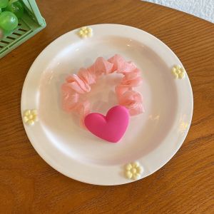 Cột tóc  chun cột tóc vải voan phối tim màu ngoạt ngào