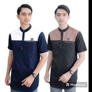 55 RIBU DAPAT 2 BAJU KOKO KURTA KOMBINASI LIS FULL KATUN LENGAN PENDEK
