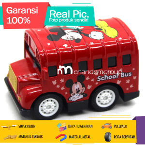 Diecast Miniatur Mainan Mobil Bus Sekolah Mini School Bus Besi Metal Pullback