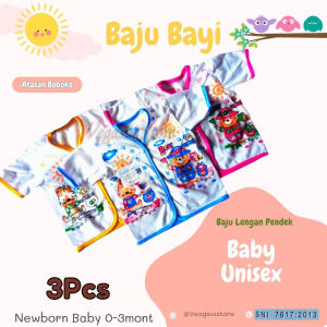 6Pcs Baju Bayi Baru Lahir lengan Pendek Boboko Karakter-Pakaian Bayi Newborn 0-3 Bulan-Vegasus Store