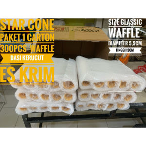 STAR CONE  paket 1 Carton 300pcs WAFFLE dasi kerucut cone es krim Mixue diameter 55cm tinggi 13cm isi-300pcs