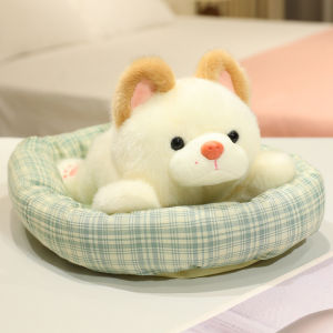 wholesale 5species Simulation Dog Plush Toys Cute Stuffed Animals Pet Dog Doll in The nest Soft Toys for Kids Girls Toys Gifts h260825