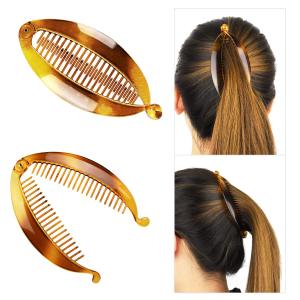 [SG | Thin & Tight] 2pc Set Resin Banana Clip Hair Clincher Quality Shatterproof Resin Tendon Vertical & Round Hairpin Lentils Fish Hair Holder