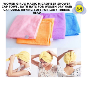Women Girls Magic Microfiber Shower Cap Towel Bath Hats for Women Dry Hair Cap Quick Drying Soft for Lady Turban Head