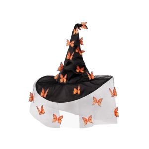 MNTT Funny Halloween Witch Hat Cosplay Accessories Colorful Halloween Cap with Veil Creative Party Props Butterfly Wizard Cap Masquerade
