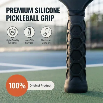 1 Pc Pickleball Paddle Silicone Grip Black Anti-Slip Honeycomb Handle Cover Sleeve for Racket Protection