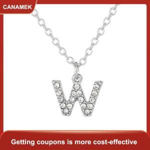 【CANAMEK 】 Fashion Shining A-Z Letter Pendant Charm Necklace 26 Initial Alphabet Name Clavicle Chain Party Jewelry Gift