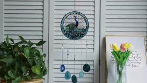 FFBH Vintage Peacock Wind Chime Agate Dream Catchers Minimalist Aesthetic Halloween Sun Catcher Modern Luxury Christmas Hanging Decor K6R8Z
