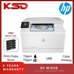 HP Color LaserJet Pro MFP M182n PRINTER /HP M182N PRINTER . C/W HP Original 215A BCMY 1 Set Toner. 3 Years OnSite Warrany by HP Malaysia.