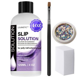LOUINSTIC Slip Solution for Poly Extension Gel - 4oz Professional Nail Extension Gel Anti-Stick Liquid Cleanable Nail Brush Cleaner Easy to Use Beginner-Friendly    Anti-Stick Liquid Smooths PolyGel Cleans Brushes Clean Nail Surfaces Low Odor No