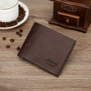【LAZ Fashion】JEEP Mens Short Wallet Business Classic Men Bags Frosted PU Leather Multi-card  Slot Large Capacity Men Bags Solid Color Wallet Simple Mens Wallet Lelaki Pendek Dompet Pelbagai Kad 男式短款钱包 錢包