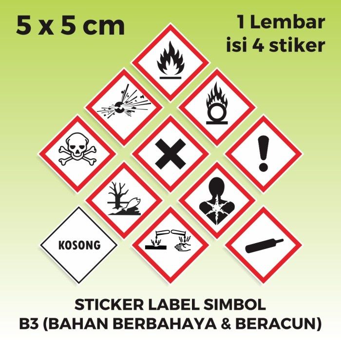 Stiker Label Simbol B3 Sticker Bahan Berbahaya Dan Beracun 5 X 5 Cm 4 Pcs Lazada Indonesia 8401