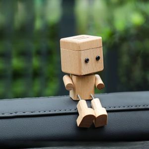 CHUAN Sáng tạo Tinh dầu thơm xe hơi bằng gỗ Vật trang trí để bàn Phụ kiện nội thất ô tô Máy khuếch tán tinh dầu ô tô Dễ thương Mini Nước hoa hình người gỗ mini Dành cho bảng điều khiển ô tô