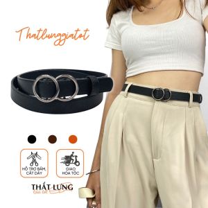 Thắt lưng nữ 2 khoen tròn không lỗ bản 2.3cm TL036 (Hỗ trợ cắt dây nịt) - Thắt Lưng Giá Tốt