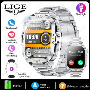 LIGE Smart Watch for Men 2.01 inch TFT IPS HD Screen 400mAh Big Battery Bluetooth Call IP68 Waterproof 100+ Sports Fitness Tracker