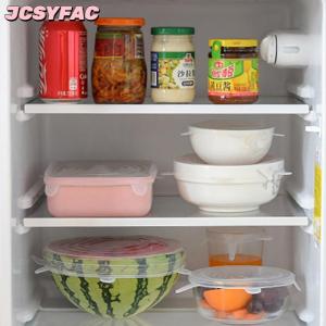 JCSYFAC 6PCS Silicone bao gồm thích ứng Silicone có nắp đậy phổ quát món ăn căng giữ tươi kín Bìa Silicone thực phẩm có nắp đậy cho nhà bếp