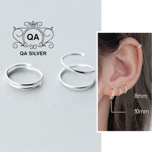Khuyên tai bạc 925 xoắn lò xo kẹp vành bông nam nữ cuộn tối giản S925 MINIMAL QA SILVER Earrings EA190911