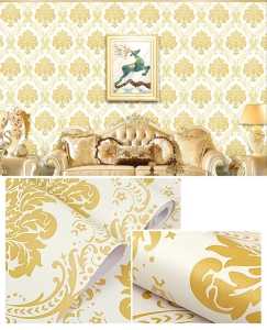 Wallaper Dinding BATIK GOLD ( DP1160 ) Ukuran 45cm ( Lebar ) x 10m ( Panjang )