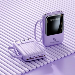 Original Powerbank fast charging PD20W  Portable 20000mAh 10000mAh Comes with 4 wires Compatible with Type-C iPhone USB