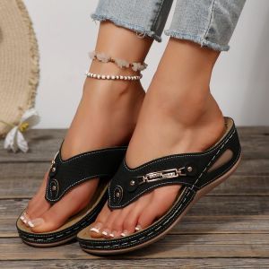 Plus Size 2025 Spring/Summer New Style Casual Beach Wedge Flip-Flops WomenS Sandals