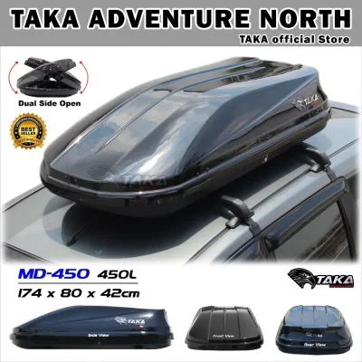 TAKA MD-450 Car Roof Box [Explorer Series] [XL Size] [Glossy Black /White] Cargo ROOFBOX