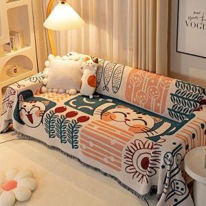 KLICKKRATE Double Use Cartoon Sofa Cover With Tassel Nordic Style Sofa Blanket Cute Thick Beds Blanekets Living Home
