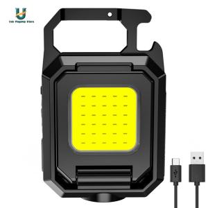XPE Mini Keychain Light 800mah Cob LED LED ฉุกเฉิน Type-C USB กันน้ำ IPX4 กันน้ำสำหรับการเดินป่ากลางแจ้ง[Ueb Flagship Store]