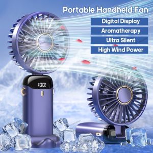 Mini Handheld Fan – 5-Mode Portable Foldable Small Fan with Digital Display USB Charging & 3000mAh Battery