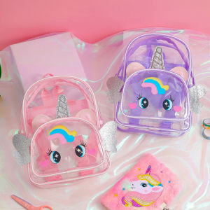 TAS RANSEL GEMBLOK TRANSPARAN SAYAP BAHAN PVC ANTI AIR ANAK PEREMPUAN SEKOLAH TK SD PAUD