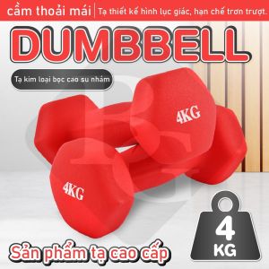 BG -Một cặp tạ tay 4KG cao cấp thép đặc bọc cao su nhám thái lan RED tập Gym (Tổng 8 kg)