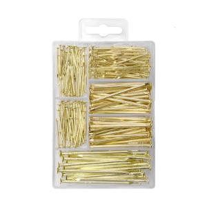 350Pcs 5 Sizes Iron Small Nails Round Head Wall Nails with Storage Box Long Hardware Nails for Hanging Pictures