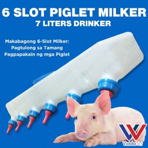 7L Milk Feeder para sa Maliliit na Hayop 6 Slot Feeder para sa Maayos na Pagpapakain ng Biik