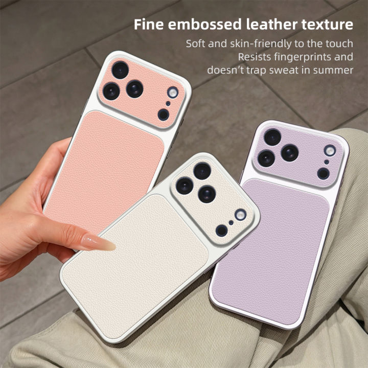 Fashion Simple PU Leather Phone Case for iPhone 17 16 15 14 Pro Max 14 ...
