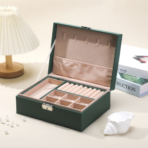 Kotak perhiasan dua lapis kotak perhiasan berkapasitas besar kotak penyimpanan perhiasan yang dapat dikunci