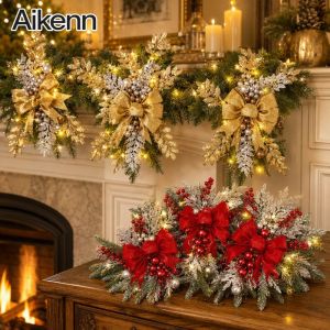 Allieuka Christmas Swag Wreath With Light Stair Garland Indoor Outdoor Home Holiday Decorations
