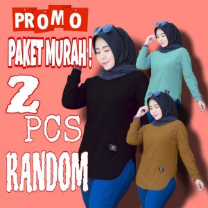 NS KAOS POLOS WANITA LENGAN PANJANG PAKET BAWAHAN OVAL MURAH 2PCS