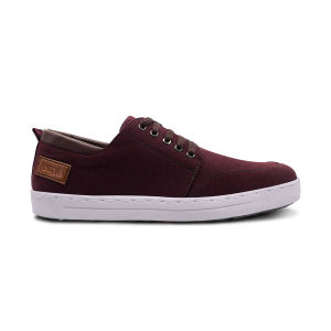 Sepatu Sneakers Pria Ori Casual Ergie Elko Kanvas Twill Maroon Premium - Maroon 41